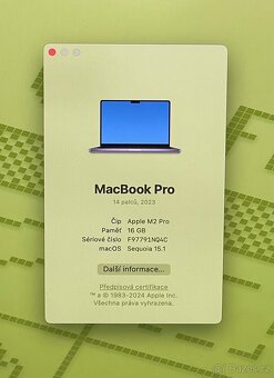 MacBook Pro M2 2023 /16GB RAM/M2 Pro/512GB SSD/ Záruka - 3