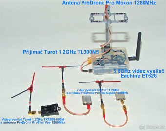 Set 1.2GHz přijímač Tarot TL300N5 a 3ks video vysílače - 3
