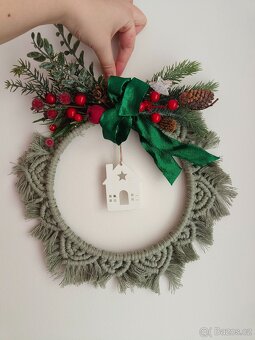 Vánoční dekorace, věnce (makramé) - 3