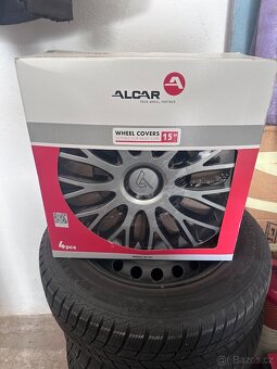 Plechové disky 4x100 r15 + zimní pneu - 3