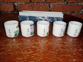 Porcelánové malé šálky s gejšou a japonskými motivy - 3