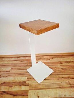 Odkládací stolek , dub a ocel - 3