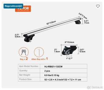 Univerzální příčník střešního nosiče VEVOR - 3