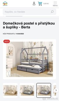 Domečková postel s přistýlkou a šuplíky - Berta - 3