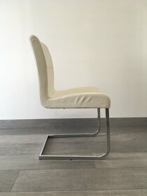 Jídelní bílá kožená židle - 3