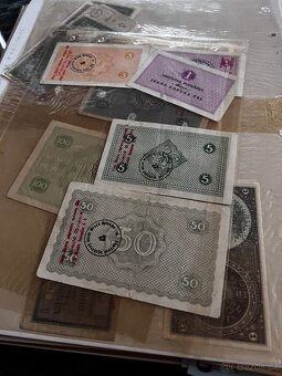 Cca 30 archů s bankovkami, mince i znamky - 3