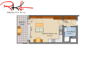 Pronájem , novostavba bytu 1+kk s balkónem, Dolní Měcholupy - 3