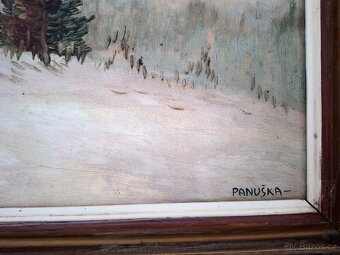 Starožitný obraz zimní krajiny - 3