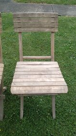 Staré,dřevěné,rozkládací židle + klepačka na kosu - 3