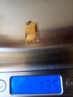 Stříbrný zlacený Art Deco přívěsek - 3