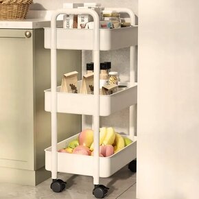 Pojízdný třípolicový regál (ecru) - 3