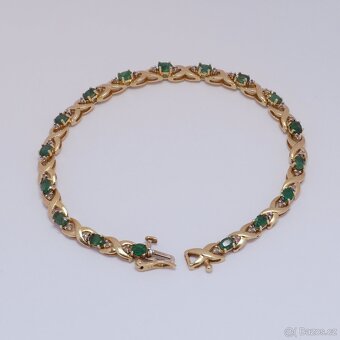 Zlatý náramek se smaragdy a diamanty - 3