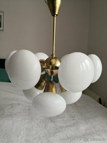 Mosazný lustr Sputnik, 9-ti ramenný, zachovalý - 3