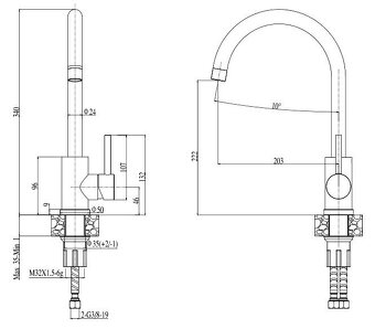 🌟 Alveus TONIA – dřezová baterie 34 cm | Béžová/ černá - 3