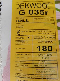Izolační vata 0,035 - 16,18,20cm. - 3