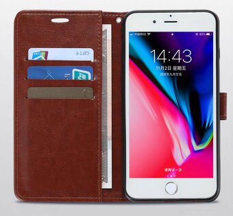 Kožené flipové pouzdro na iPhone + ochranné sklo - 3
