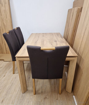 Nová židle hnědé polstrování + nohy masiv dub - 3