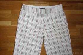 Dámské bílé letní kalhoty  s proužkem vel.38 - 3