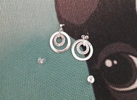 Nové dámské stříbrné náušnice 925 kruhy dvojité kroužky - 3