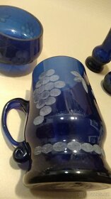 Sklo modré zdobené souprava 6 ks - 3