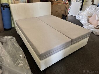 Nová postel-letiště Boxspring 160x200 krémovo-bílá - 3