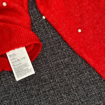 Dámský červený vánoční svetr H&M vel. XS/34-36 - 3