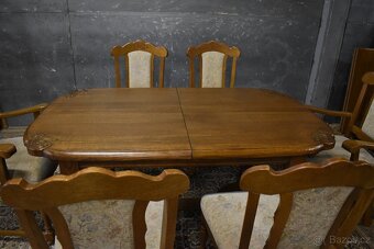 Masivní stůl+ 6 židlí - 3