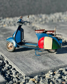 Plechový retro skútr - modrý motorka skvělý dárek - 3