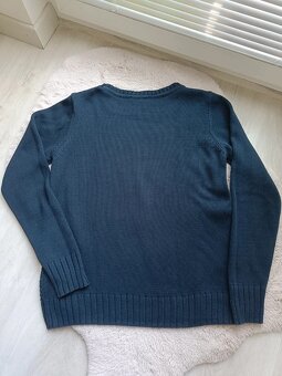 Dámský tmavě modrý svetr s copánkovým vzorem, vel. M - 3