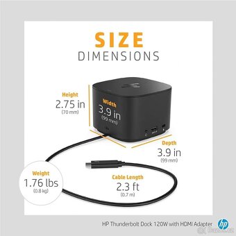 Dokovací stanice HP: Thunderbolt Dock G2 120W- zánovní - 3
