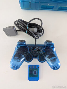 modrý shell pro Playstation 1 + ovladač + memory karta - 3