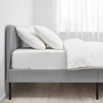 Ikea SLATTUM Upholstered Bed grey & Mattress, - 3