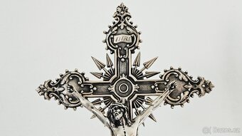 TOP Ag stříbro krucifix lotový punc rok 1858 - 3