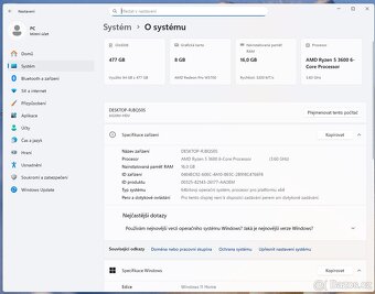 Herní PC - Ryzen 5 3600|Radeon W5700|512GB SSD|16GB|Win11 - 3