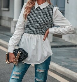 NOVÁ elegantní kostkovaná dámská halenka vel.S - 3