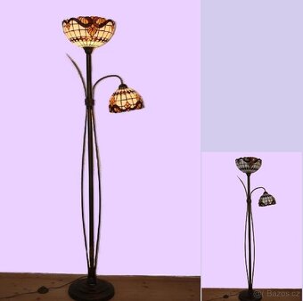 Stojací vitrážová lampa Tiffany -nová -2 stínidla 30 a 20 cm - 3