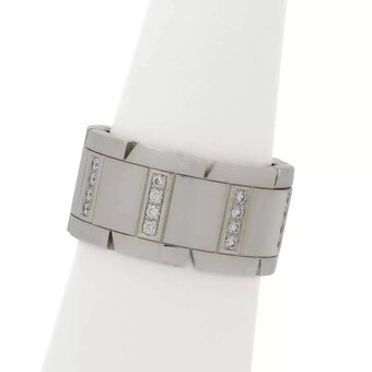 Cartier Tank Française – prsten z 18kt bílého zlata s diaman - 3