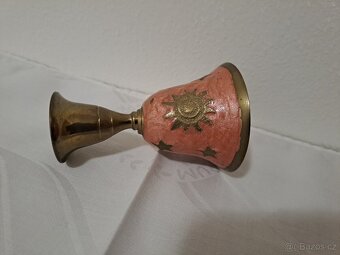 KRÁSNĚ ZPRACOVANÝ STAROŽ. BRONZ. ZVONEK - TAKÉ JAKO SVÍCEN - 3