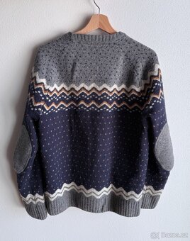 Vlněný svetr Fjallraven Ovik Knit Sweater M Dark Navy - 3