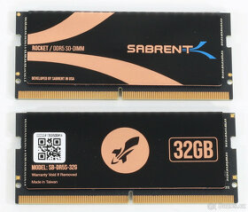 Operační paměti do NTB: Sabrent DDR5 2x32GB SO-DIMM 4800MHz - 3