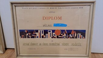 Čestná uznání ze 70.let zarámována - 3
