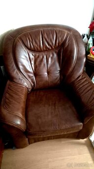 Kožená sedací souprava - sofa a tři křesla - 3