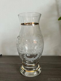 Skleněná váza s matovanými vzory zlacená Retro vintage - 3