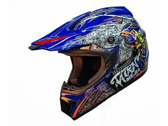 Dětská motocross helma Mejia - Modrá - 3