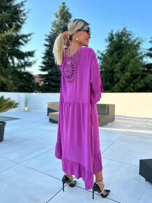 Dámské letní šaty zdobené záda Valentina fialové - 3