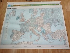 2x velká nástěnná mapa 1x oboustranná USA Amerika 1x Evropa - 3
