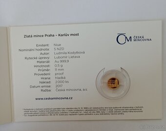 Dobová pohlednice se zlatou mincí Karlův most - 3