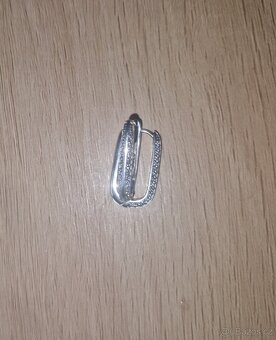 Nové dámské stříbrné náušnice třpytivé hranaté kruhové 925 - 3