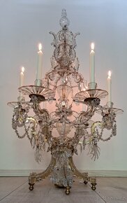 Starožitný křišťálový svícen, kandelabr, lampa r.v.1850 - 3