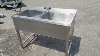 Nerezový stůl s 2x dřezem 120x60x90 cm ( dvojdřez ) - 3